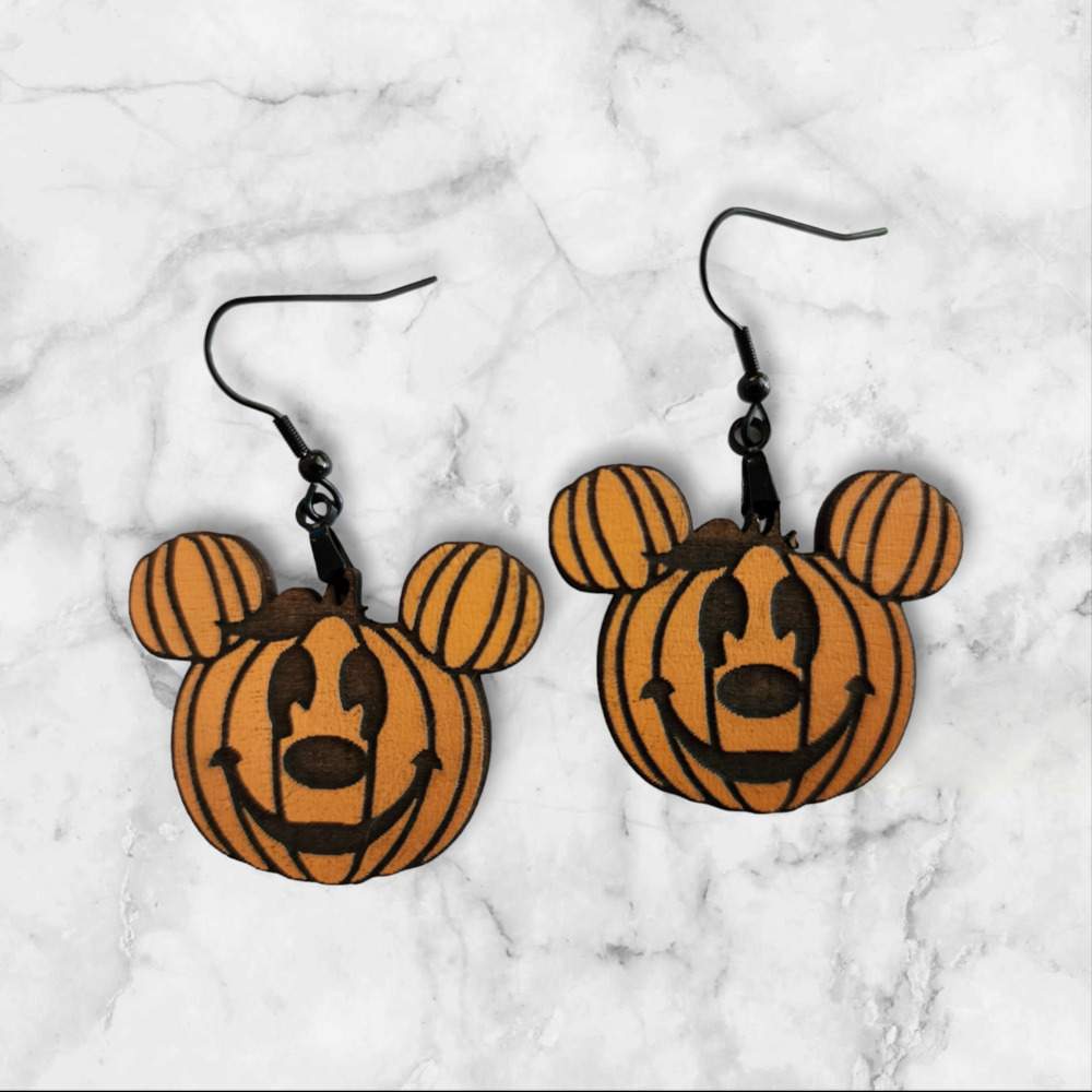 Mickey Pumpkin Disney Halloween Engraved Earrings